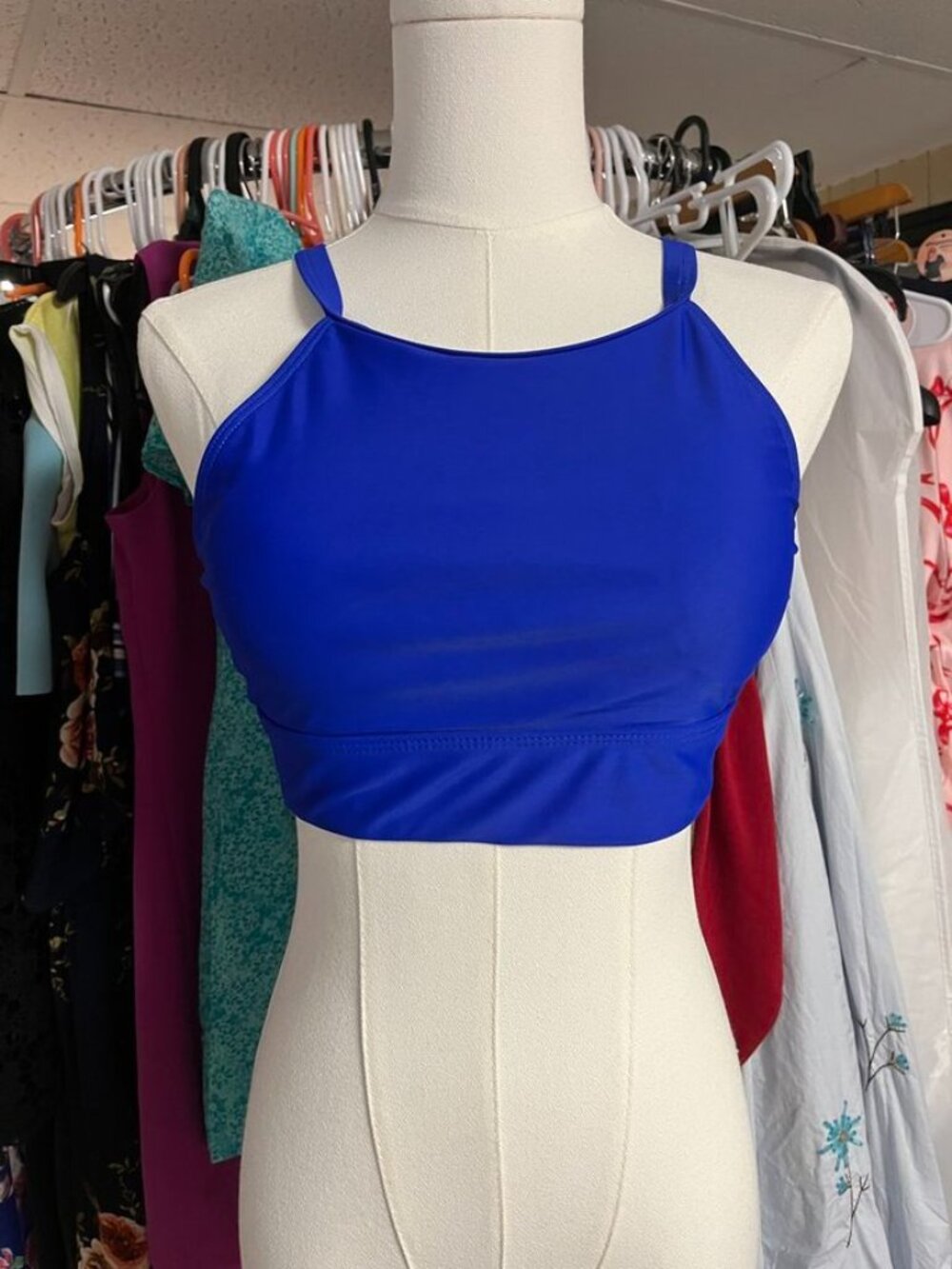 Blue Sport Bikini Top Racerback Strappy Back Medium - Picture 3 of 6